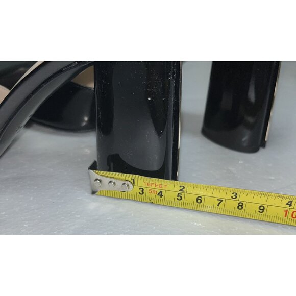 Kate Spade New York Serene Black Leather Iconic Spade Mirror Heels  Size 6.5M - Picture 9 of 15